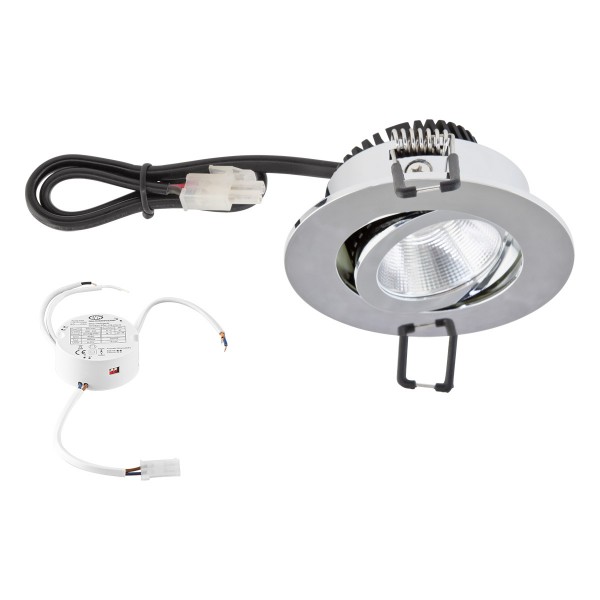 EVN LED Leuchte Chrom schwenkbar rund 83x37mm 8,4W 3000K 1010lm 21-40° 200-240V IP20