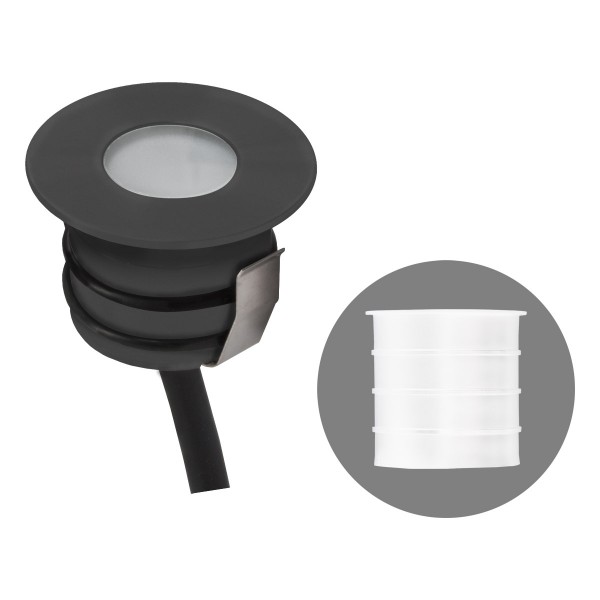 EVN LED Bodeneinbauleuchte anthrazit rund 45x33mm 0,6W 3000K 36lm >80° 12V IP65