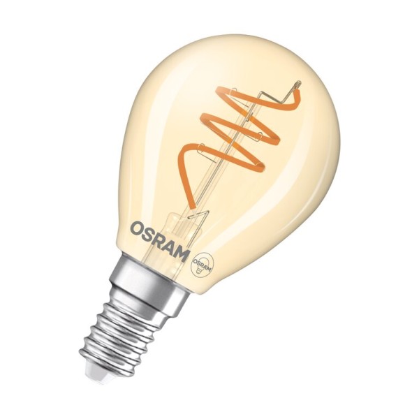 Osram / Ledvance LED Filament Vintage 1906 Tropfen P Gold 300° Spiral 4,9-40W/922 extra warmweiß 470lm E14 220-240V