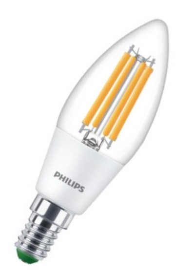 Philips LED Filament Master LEDcandle B35 klar 2,3-40W/827 warmweiß 485lm E14 220-240V