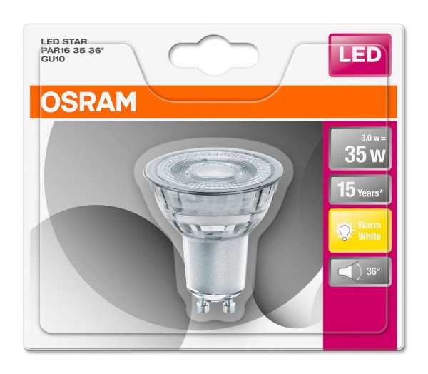 Osram LED Star PAR16 3,3-35W/827 GU10 36° 230lm warmweiß nicht dimmbar - Sonderposten