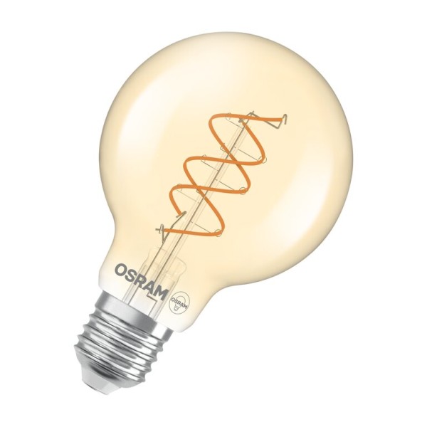 Osram / Ledvance LED Filament Vintage 1906 Globe G80 Gold 300° Spiral 8-60W/922 extra warmweiß 806lm E27 220-240V dimmbar